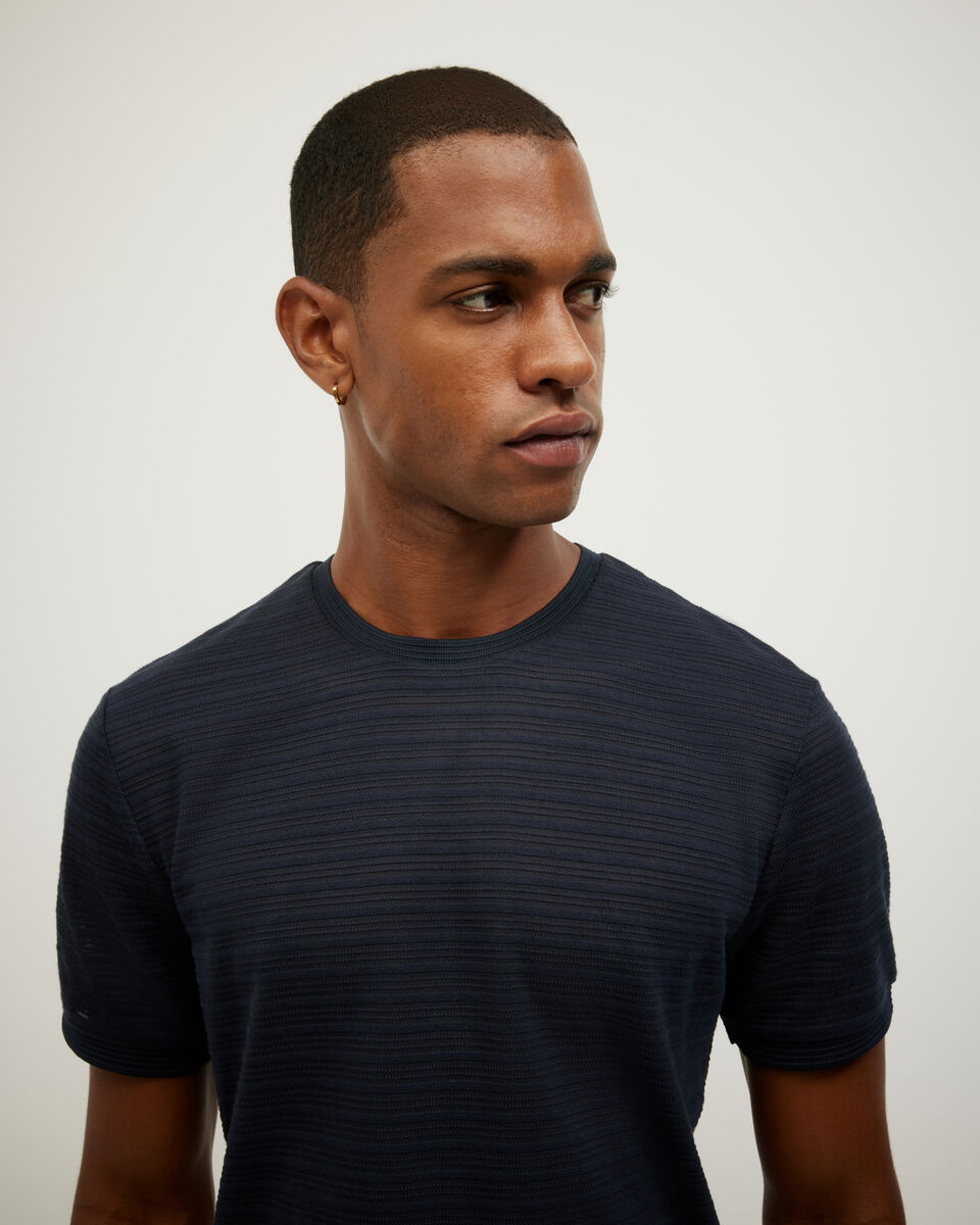 Stripe Jacquard Tee, Navy, hi-res